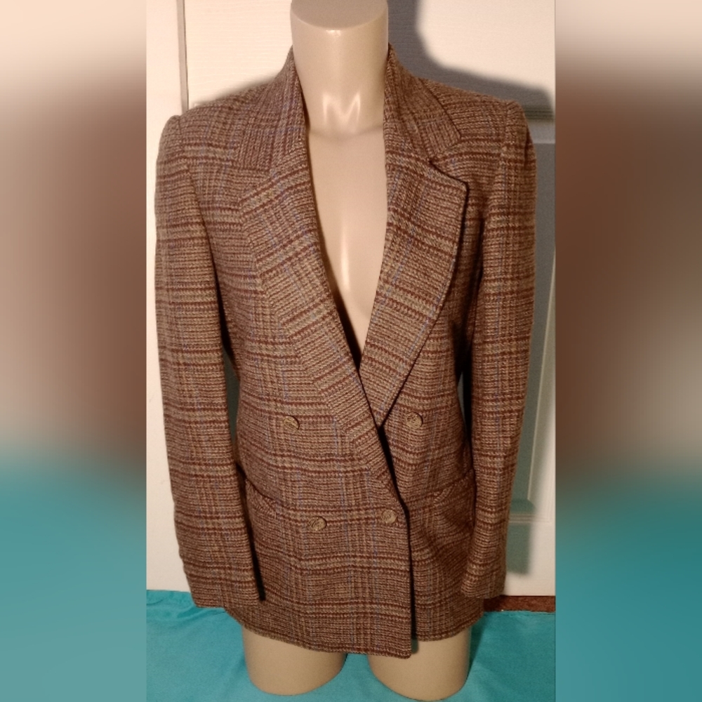 CASA DE LANA BROWN WOOL TWEED BLAZER, SIZE 5/6